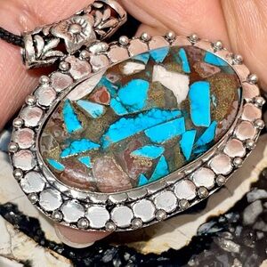 Spiny Copper Turquoise Pendant 1 1/2”x 1 1/2”